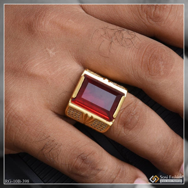 Creative Fashion Red Heart Zircon Couple Ring Men's - Temu