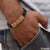 Gold plated hip hop bracelet with finely detailed diamond design.