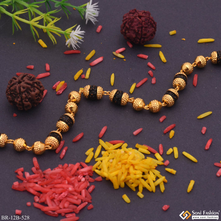 Soni Fashion - bracelet - 1 Gram - 2in1 Golden Ball with Bead Rudraksha Gold Plated Bracelet - Style B528