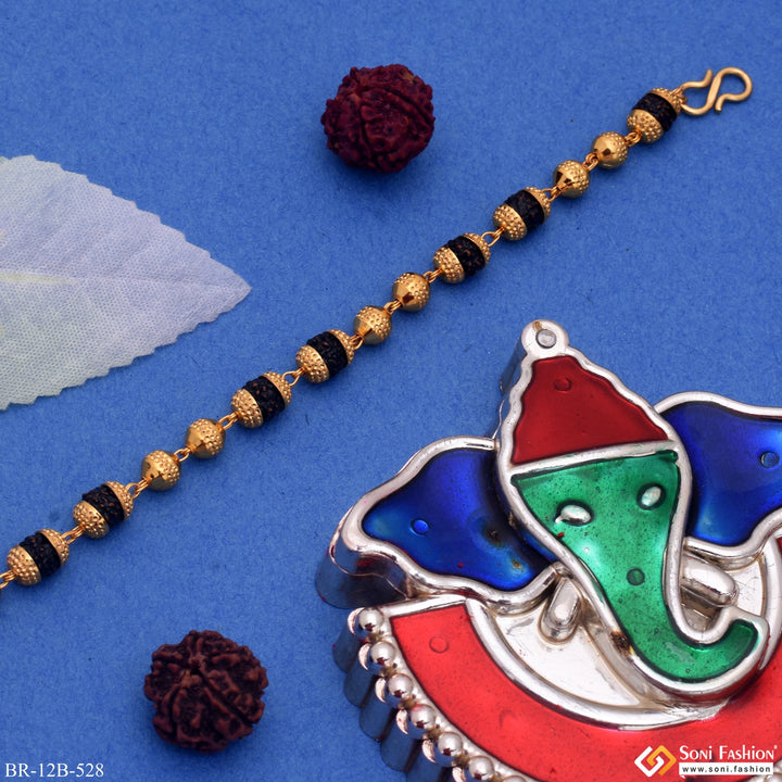 Soni Fashion - bracelet - 1 Gram - 2in1 Golden Ball with Bead Rudraksha Gold Plated Bracelet - Style B528