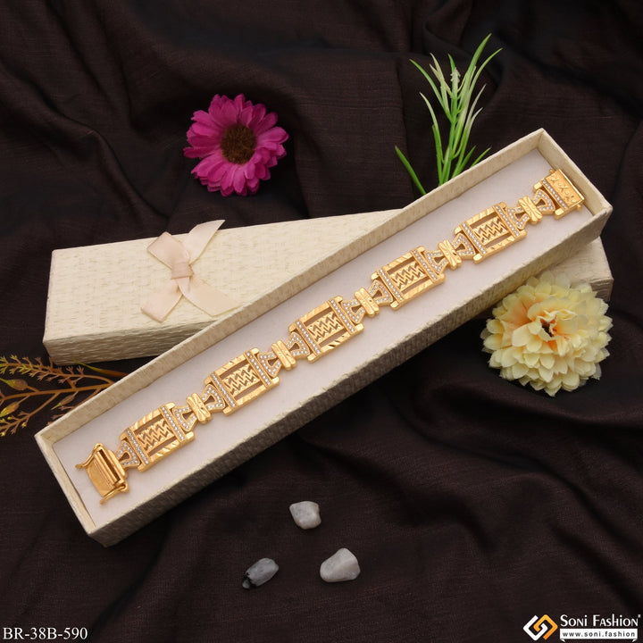 Soni Fashion - bracelet - 1 Gram Gold - Damroo With Diamond Delicate Design Gold Plated Bracelet - Style B590