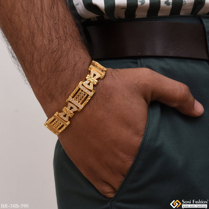 Soni Fashion - bracelet - 1 Gram Gold - Damroo With Diamond Delicate Design Gold Plated Bracelet - Style B590