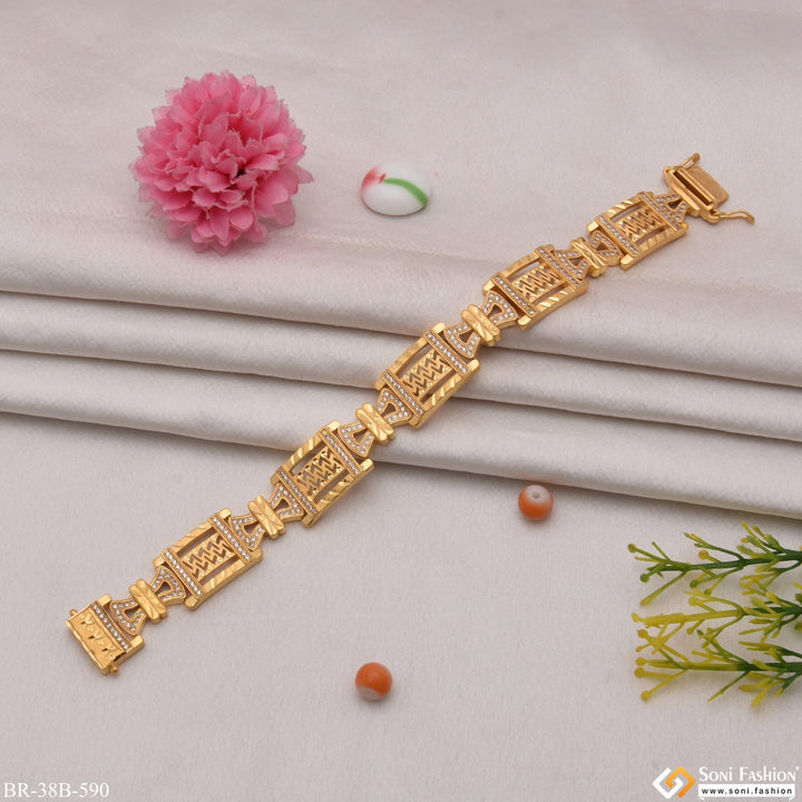 Soni Fashion - bracelet - 1 Gram Gold - Damroo With Diamond Delicate Design Gold Plated Bracelet - Style B590