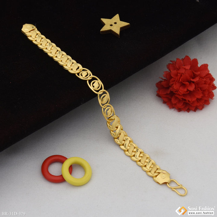Soni Fashion - bracelet - 1 Gram Gold Plated 2 In 1 Best Quality Pokal Bracelet for Men - Style D379