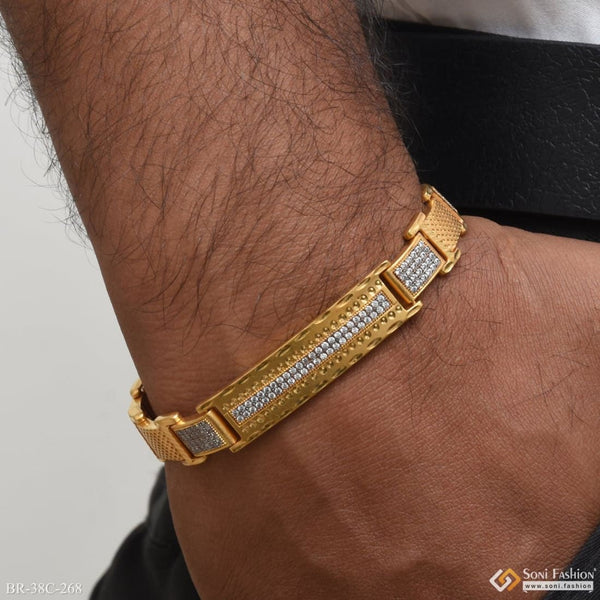 Soni Fashion - bracelet - 1 Gram Gold Plated 2 Line with Diamond Best Quality Bracelet for Men - Style C268