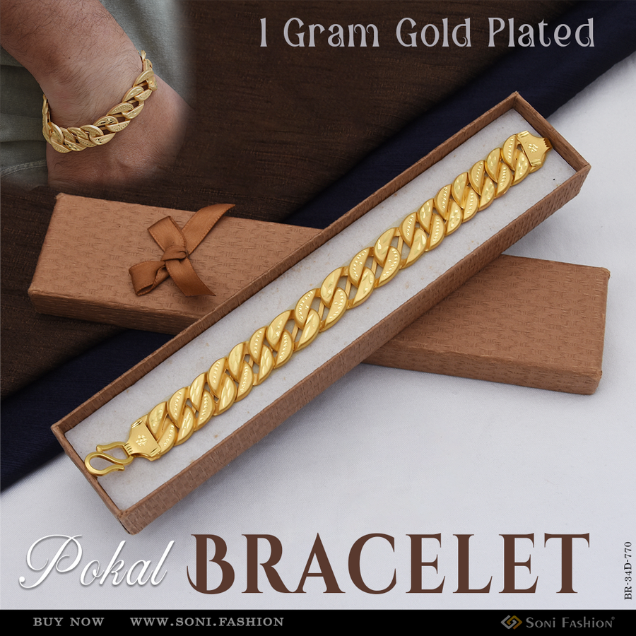 Soni Fashion - bracelet - 1 Gram Gold Plated Amazing Style Pokal Bracelet for Men | Royal - Style D770