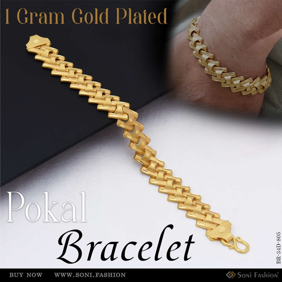 Soni Fashion - bracelet - 1 Gram Gold Plated Awesome Style Pokal Bracelet for Men | Handmade - Style D805