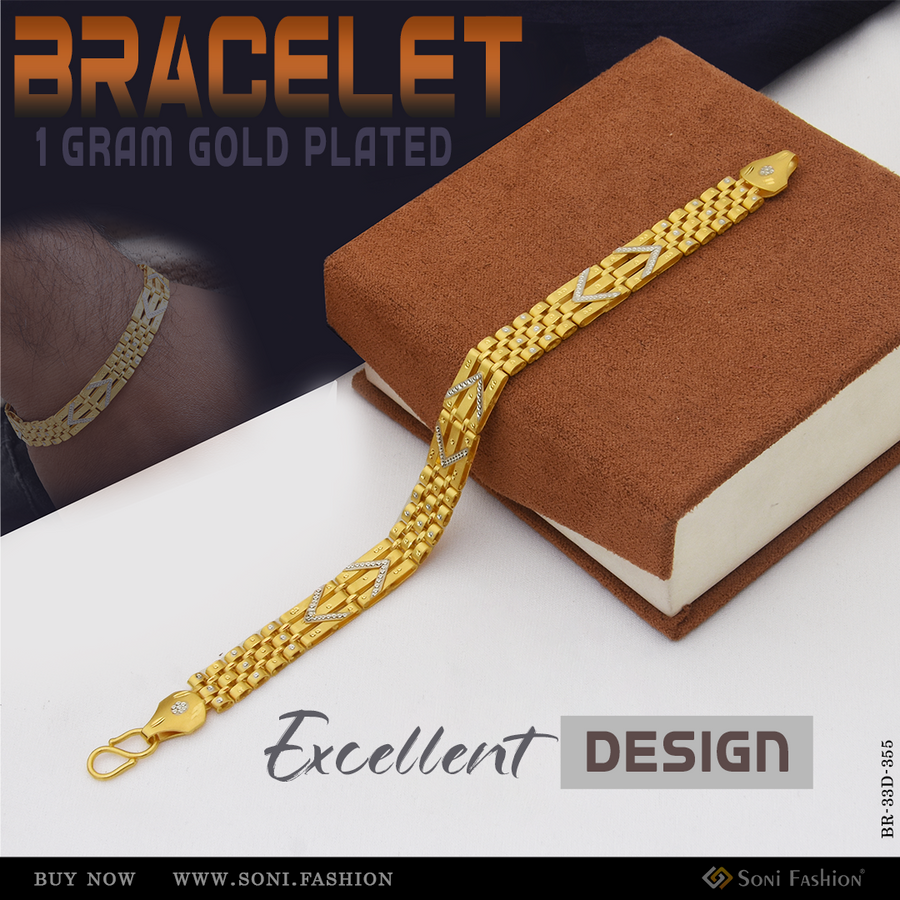 Soni Fashion - bracelet - 1 Gram Gold Plated Filigree Bracelet for Men | Royal Rhodium Jewellery - Style D355