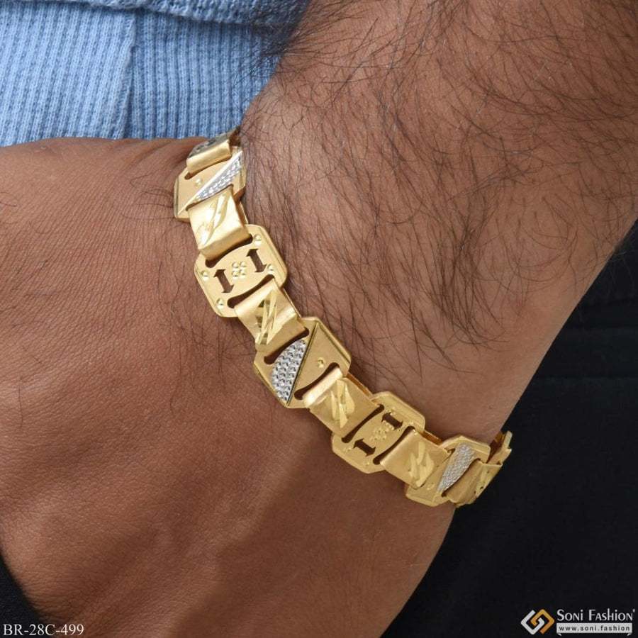 Soni Fashion - bracelet - 1 Gram Gold Plated Glamorous Bracelet for Men | Handmade Rhodium - Style C499
