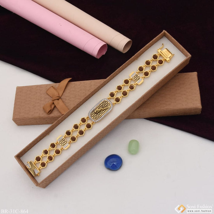 Soni Fashion - bracelet - 1 Gram Gold Plated Jaguar Fabulous Design Rudraksha Bracelet for Men - Style C864