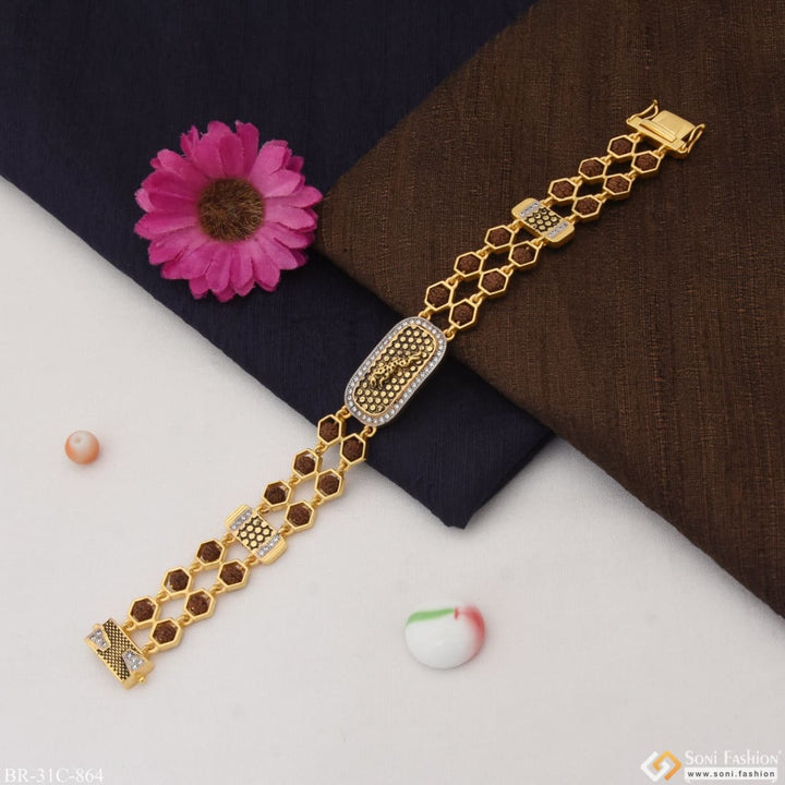 Soni Fashion - bracelet - 1 Gram Gold Plated Jaguar Fabulous Design Rudraksha Bracelet for Men - Style C864