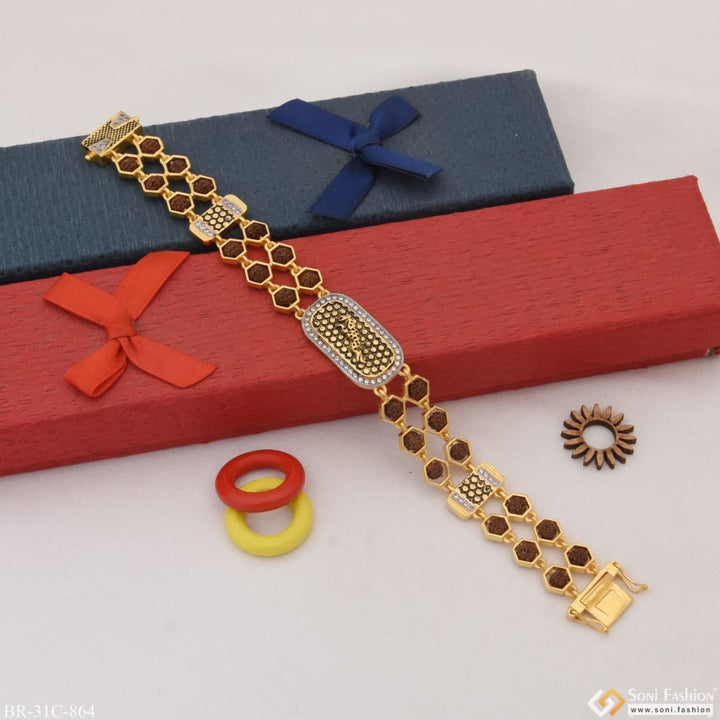 Soni Fashion - bracelet - 1 Gram Gold Plated Jaguar Fabulous Design Rudraksha Bracelet for Men - Style C864