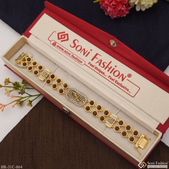 Soni Fashion - bracelet - 1 Gram Gold Plated Jaguar Fabulous Design Rudraksha Bracelet for Men - Style C864