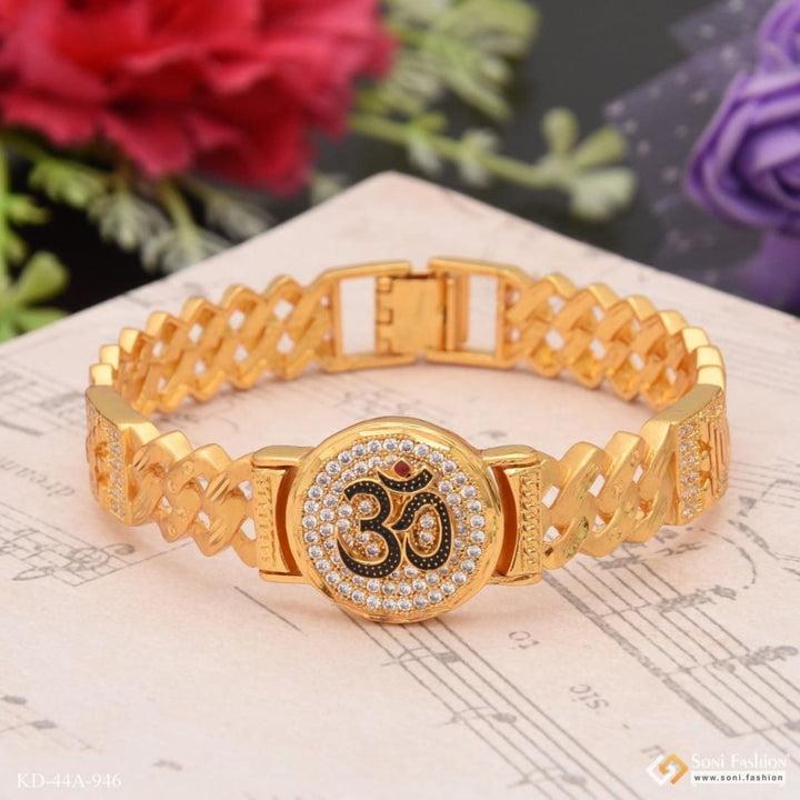 Soni Fashion - bracelet - 1 Gram Gold Plated Om Artisanal Design Bracelet Kada for Men - Style A946