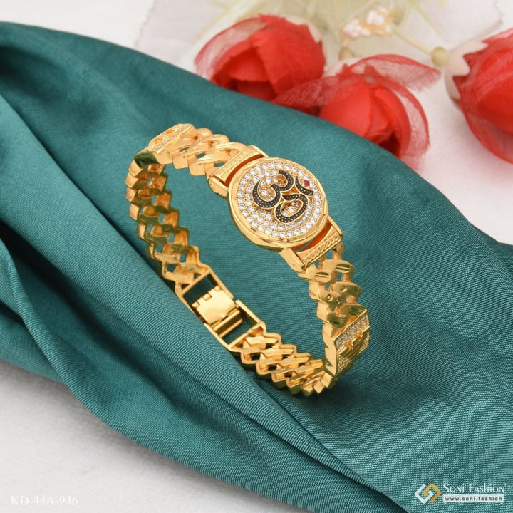 Soni Fashion - bracelet - 1 Gram Gold Plated Om Artisanal Design Bracelet Kada for Men - Style A946