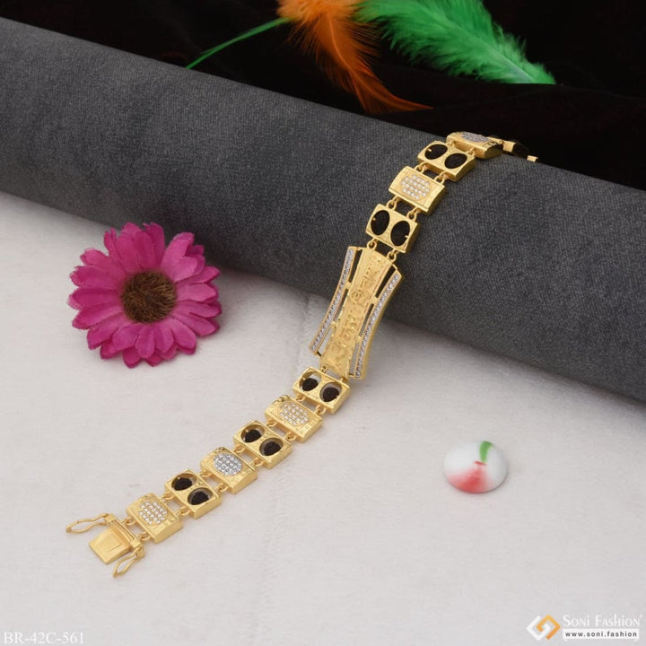 Soni Fashion - bracelet - 1 Gram Gold Plated Om Namah Shivay Trending Rudraksha Bracelet for Men - Style C561