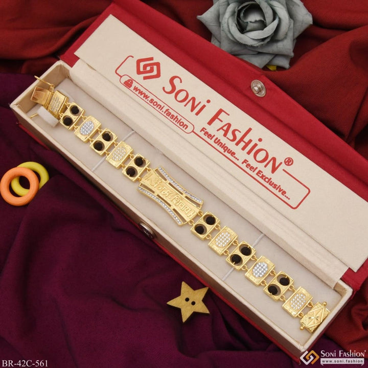 Soni Fashion - bracelet - 1 Gram Gold Plated Om Namah Shivay Trending Rudraksha Bracelet for Men - Style C561