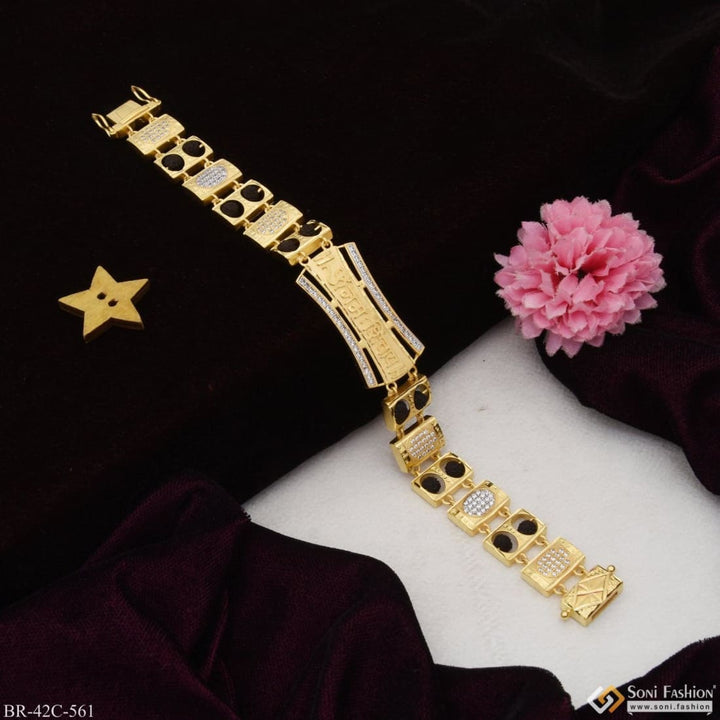 Soni Fashion - bracelet - 1 Gram Gold Plated Om Namah Shivay Trending Rudraksha Bracelet for Men - Style C561