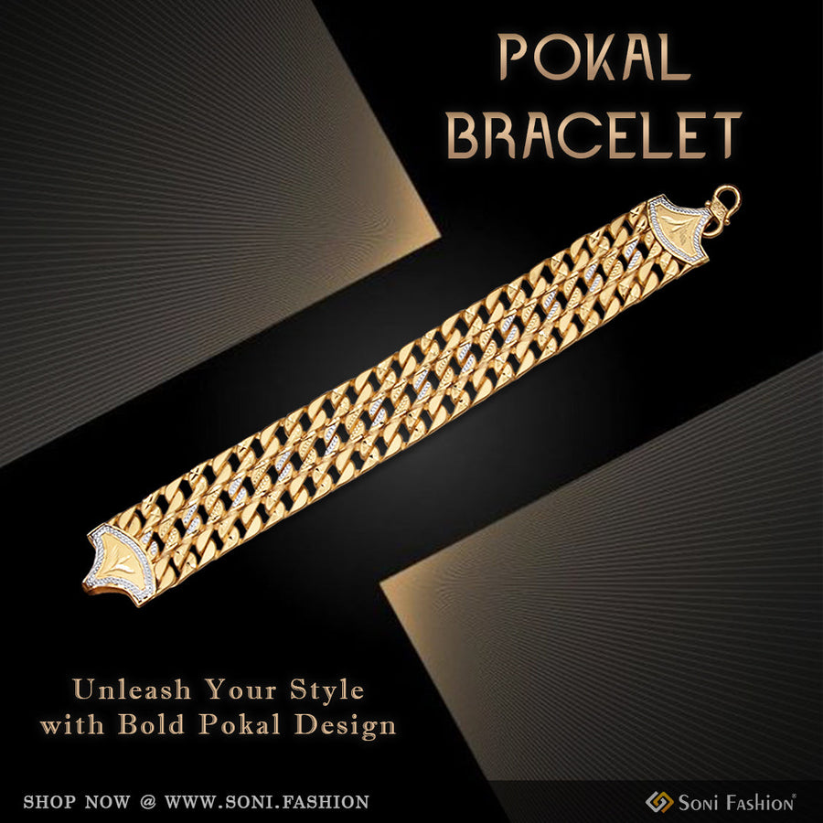 Soni Fashion - bracelet - 1 Gram Gold Plated Popular Pokal Bracelet for Men | Rajwadi Rhodium - Style D671