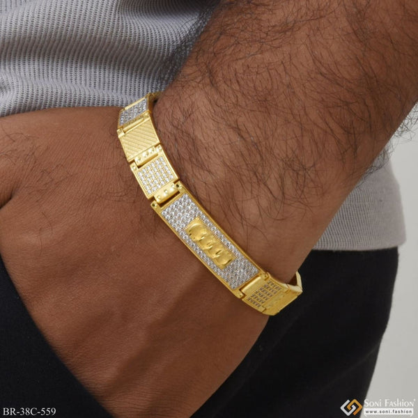 Soni Fashion - bracelet - 1 Gram Gold Plated Rings with Diamond Delicate Design Bracelet for Men - Style C559
