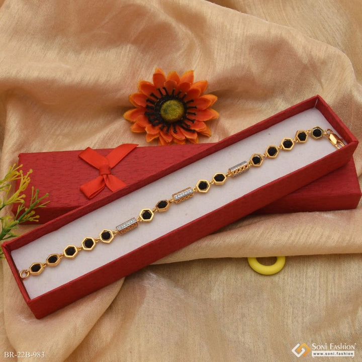 Soni Fashion - bracelet - 1 Gram Gold Plated Rudraksh In Hexagon Best Quality Bracelet For Men - Style B983