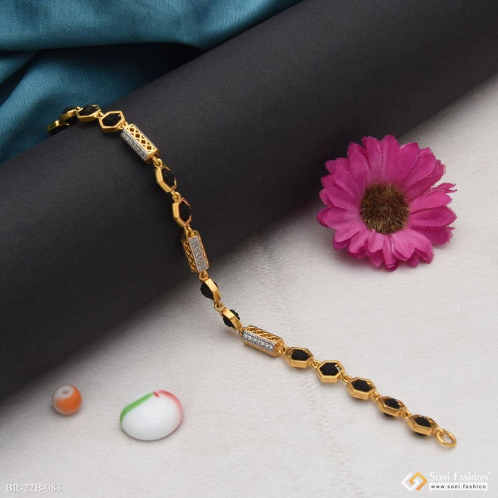 Soni Fashion - bracelet - 1 Gram Gold Plated Rudraksh In Hexagon Best Quality Bracelet For Men - Style B983