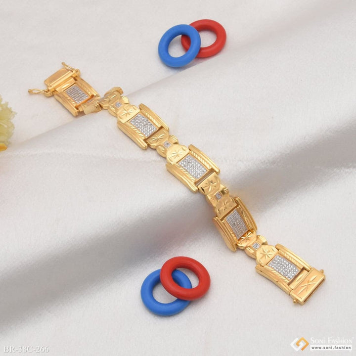 Soni Fashion - bracelet - 1 Gram Gold Plated Square with Diamond Sophisticated Design Bracelet - Style C266