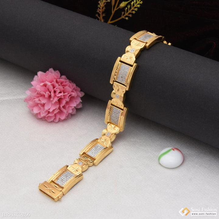 Soni Fashion - bracelet - 1 Gram Gold Plated Square with Diamond Sophisticated Design Bracelet - Style C266