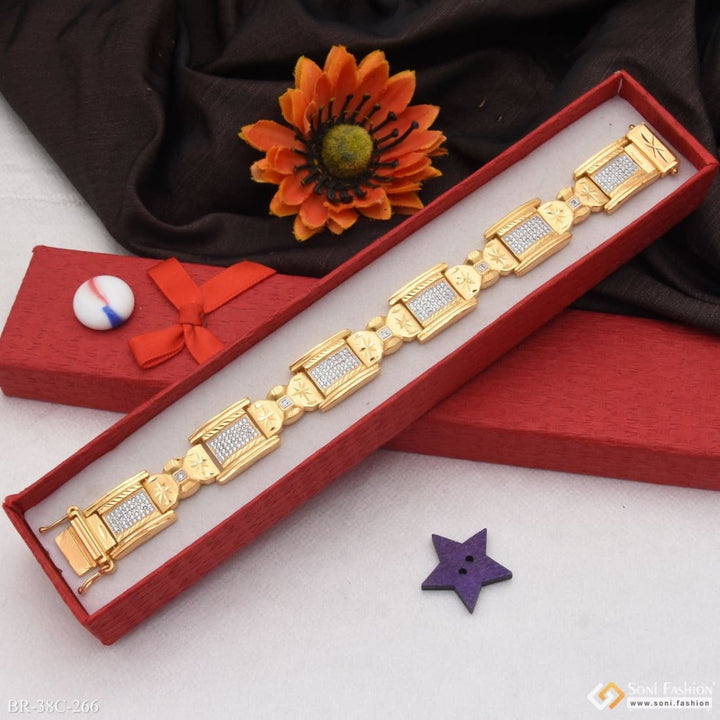 Soni Fashion - bracelet - 1 Gram Gold Plated Square with Diamond Sophisticated Design Bracelet - Style C266