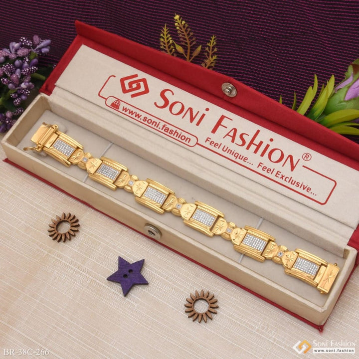 Soni Fashion - bracelet - 1 Gram Gold Plated Square with Diamond Sophisticated Design Bracelet - Style C266
