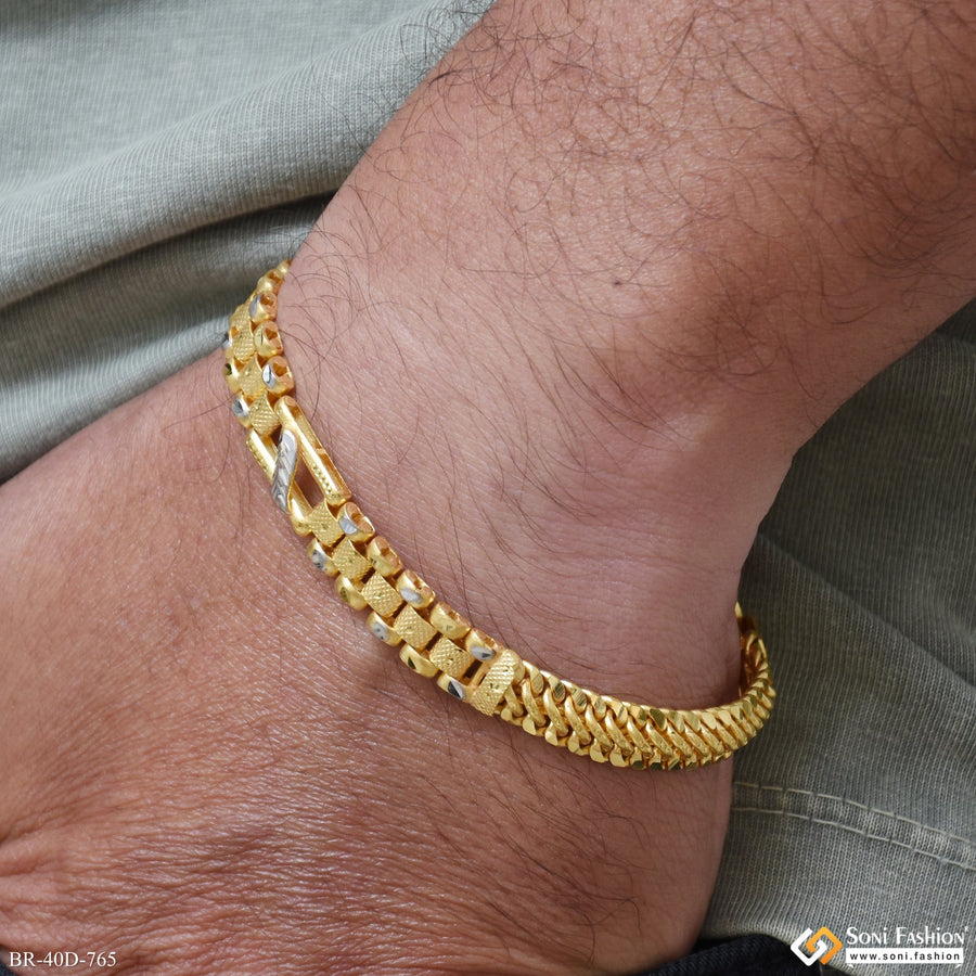 Soni Fashion - bracelet - 1 Gram Gold Plated Trending Box Link Bracelet for Men | Royal Rhodium - Style D765