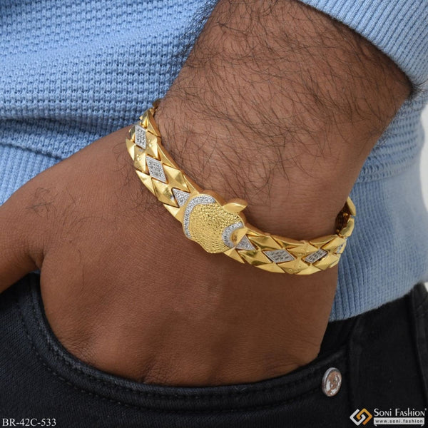 Soni Fashion - bracelet - 1 Gram Gold Plated with Diamond Artisanal Design Bracelet for Men - Style C533