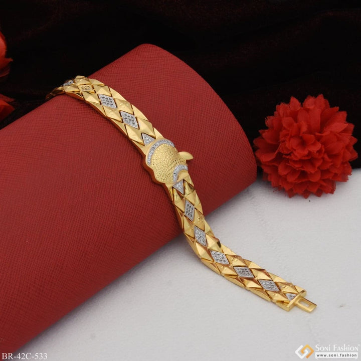 Soni Fashion - bracelet - 1 Gram Gold Plated with Diamond Artisanal Design Bracelet for Men - Style C533