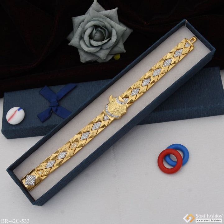 Soni Fashion - bracelet - 1 Gram Gold Plated with Diamond Artisanal Design Bracelet for Men - Style C533