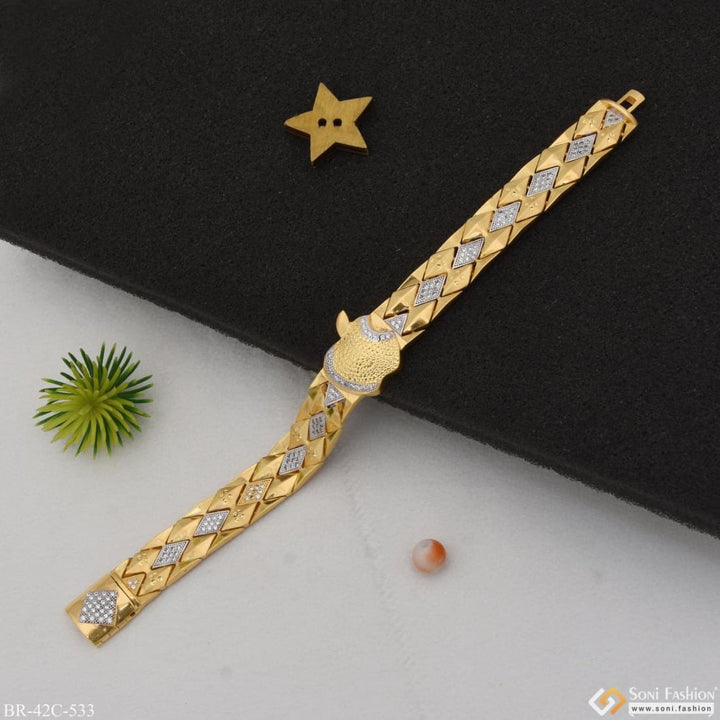 Soni Fashion - bracelet - 1 Gram Gold Plated with Diamond Artisanal Design Bracelet for Men - Style C533