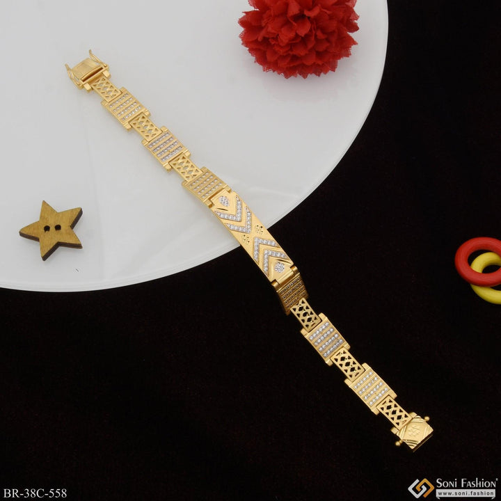 Soni Fashion - bracelet - 1 Gram Gold Plated with Diamond Fashionable Design Bracelet for Men - Style C558