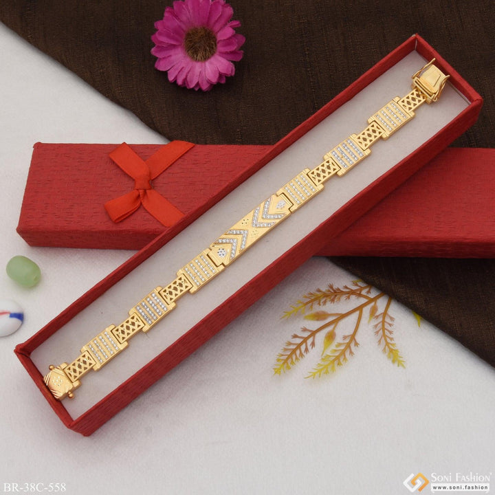 Soni Fashion - bracelet - 1 Gram Gold Plated with Diamond Fashionable Design Bracelet for Men - Style C558