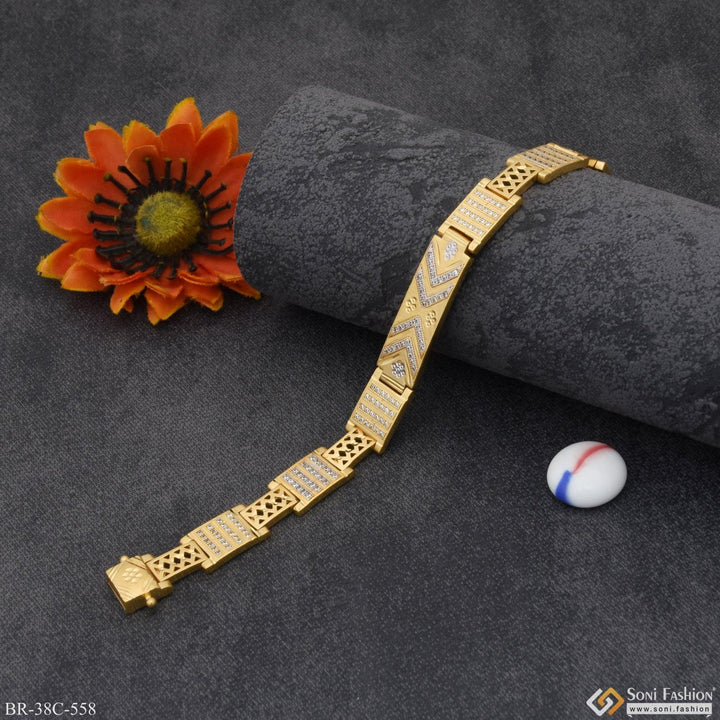 Soni Fashion - bracelet - 1 Gram Gold Plated with Diamond Fashionable Design Bracelet for Men - Style C558