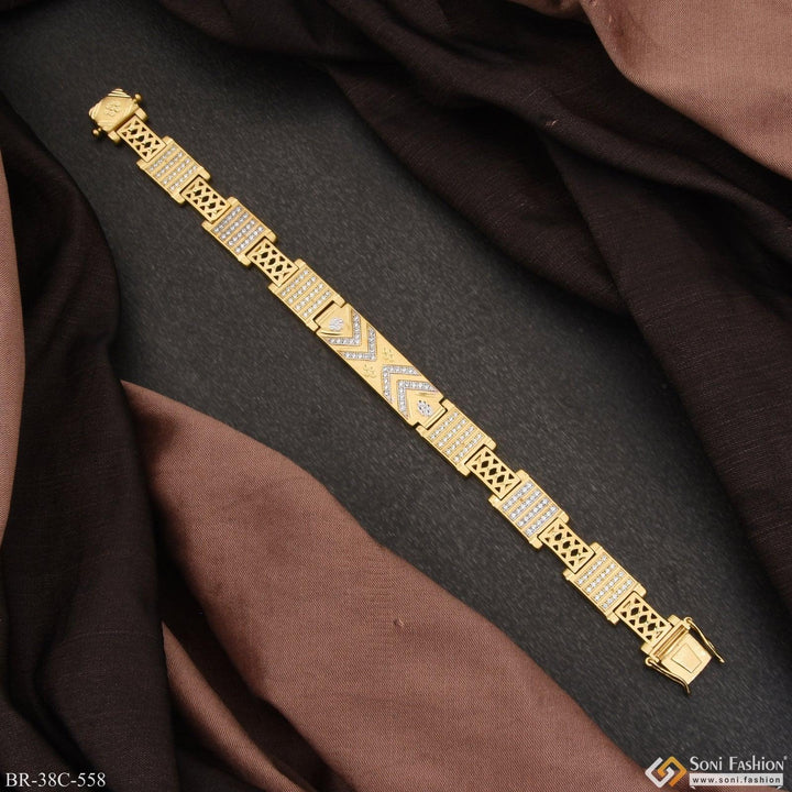 Soni Fashion - bracelet - 1 Gram Gold Plated with Diamond Fashionable Design Bracelet for Men - Style C558