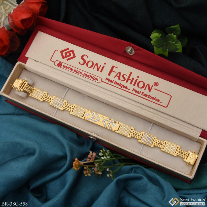 Soni Fashion - bracelet - 1 Gram Gold Plated with Diamond Fashionable Design Bracelet for Men - Style C558