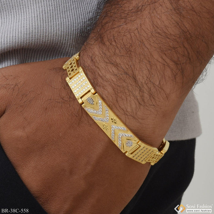 Soni Fashion - bracelet - 1 Gram Gold Plated with Diamond Fashionable Design Bracelet for Men - Style C558