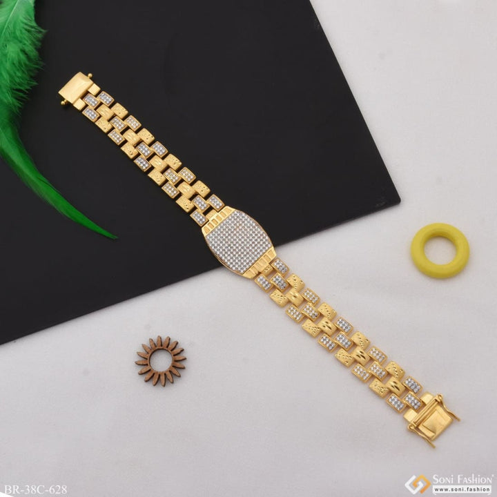 Soni Fashion - bracelet - 1 Gram Gold Plated With Diamond Sophisticated Design Bracelet For Men - Style C628