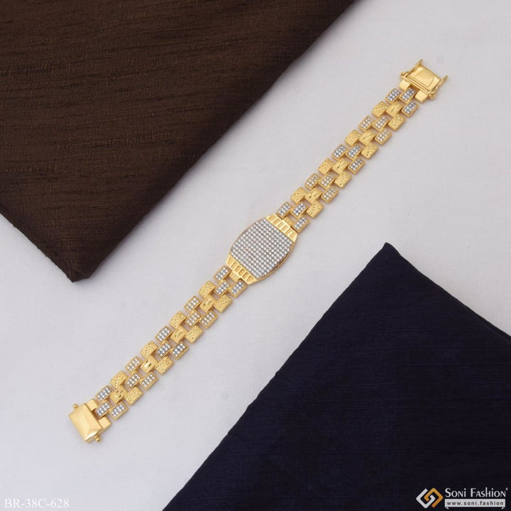 Soni Fashion - bracelet - 1 Gram Gold Plated With Diamond Sophisticated Design Bracelet For Men - Style C628