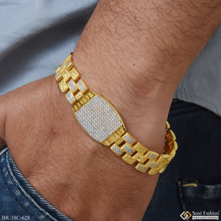 Soni Fashion - bracelet - 1 Gram Gold Plated With Diamond Sophisticated Design Bracelet For Men - Style C628
