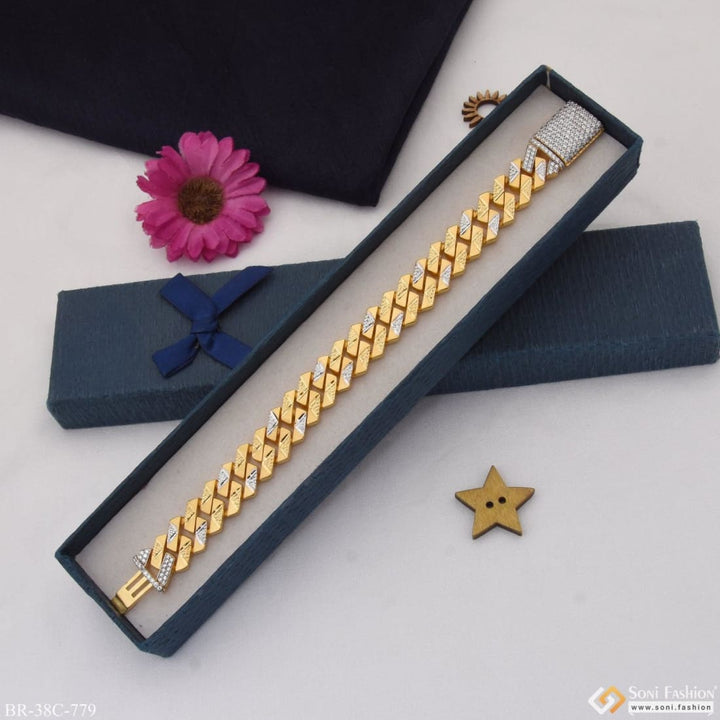 Soni Fashion - bracelet - 1 Gram Gold Plated With Diamond Sophisticated Design Bracelet For Men - Style C779