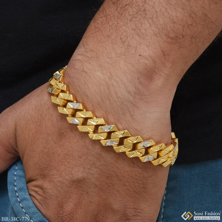Soni Fashion - bracelet - 1 Gram Gold Plated With Diamond Sophisticated Design Bracelet For Men - Style C779