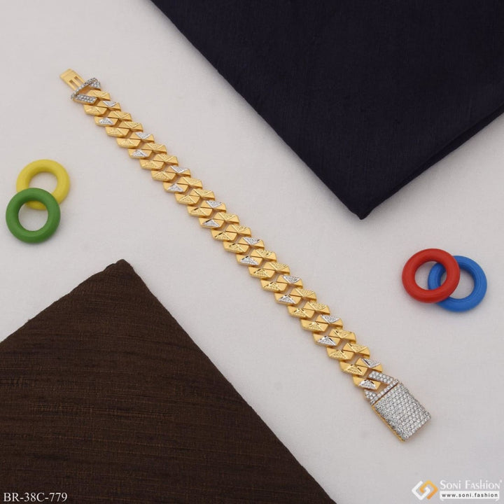 Soni Fashion - bracelet - 1 Gram Gold Plated With Diamond Sophisticated Design Bracelet For Men - Style C779