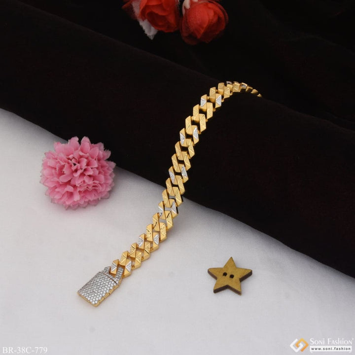 Soni Fashion - bracelet - 1 Gram Gold Plated With Diamond Sophisticated Design Bracelet For Men - Style C779