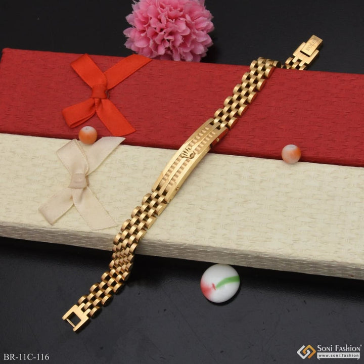 Soni Fashion - bracelet - 4 Line Superior Quality Unique Design Golden Color Bracelet for Men - Style C116
