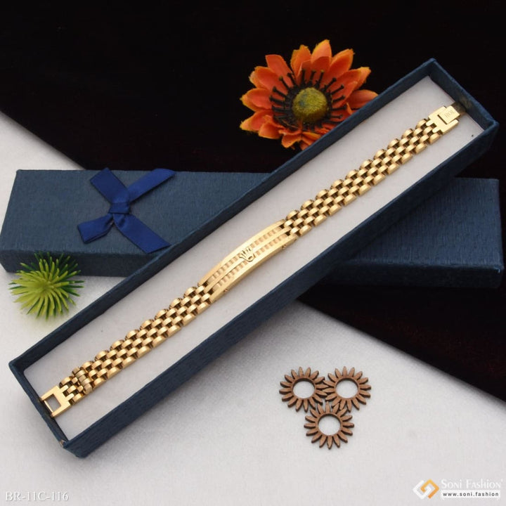 Soni Fashion - bracelet - 4 Line Superior Quality Unique Design Golden Color Bracelet for Men - Style C116